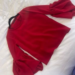 Zara red ruffle blouse